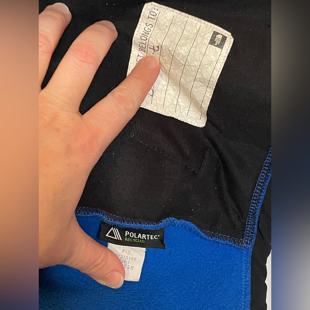 The North Face Blue Black Full Zip Fleece Jacket Youth XS TP 6 Zip Pockets - Picture 10 of 11
